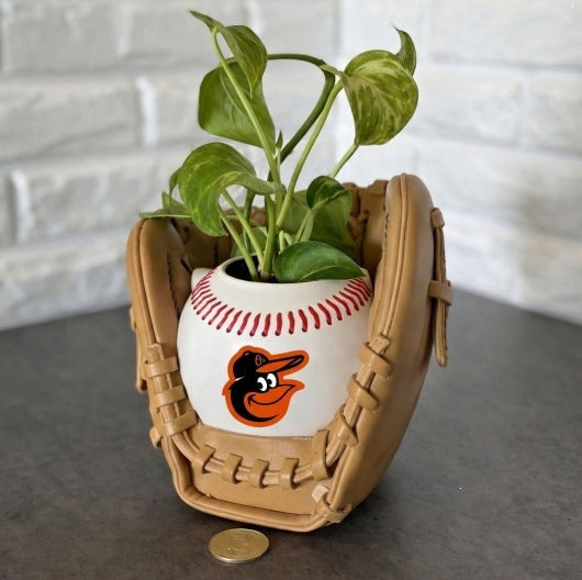 Baseball glove planter